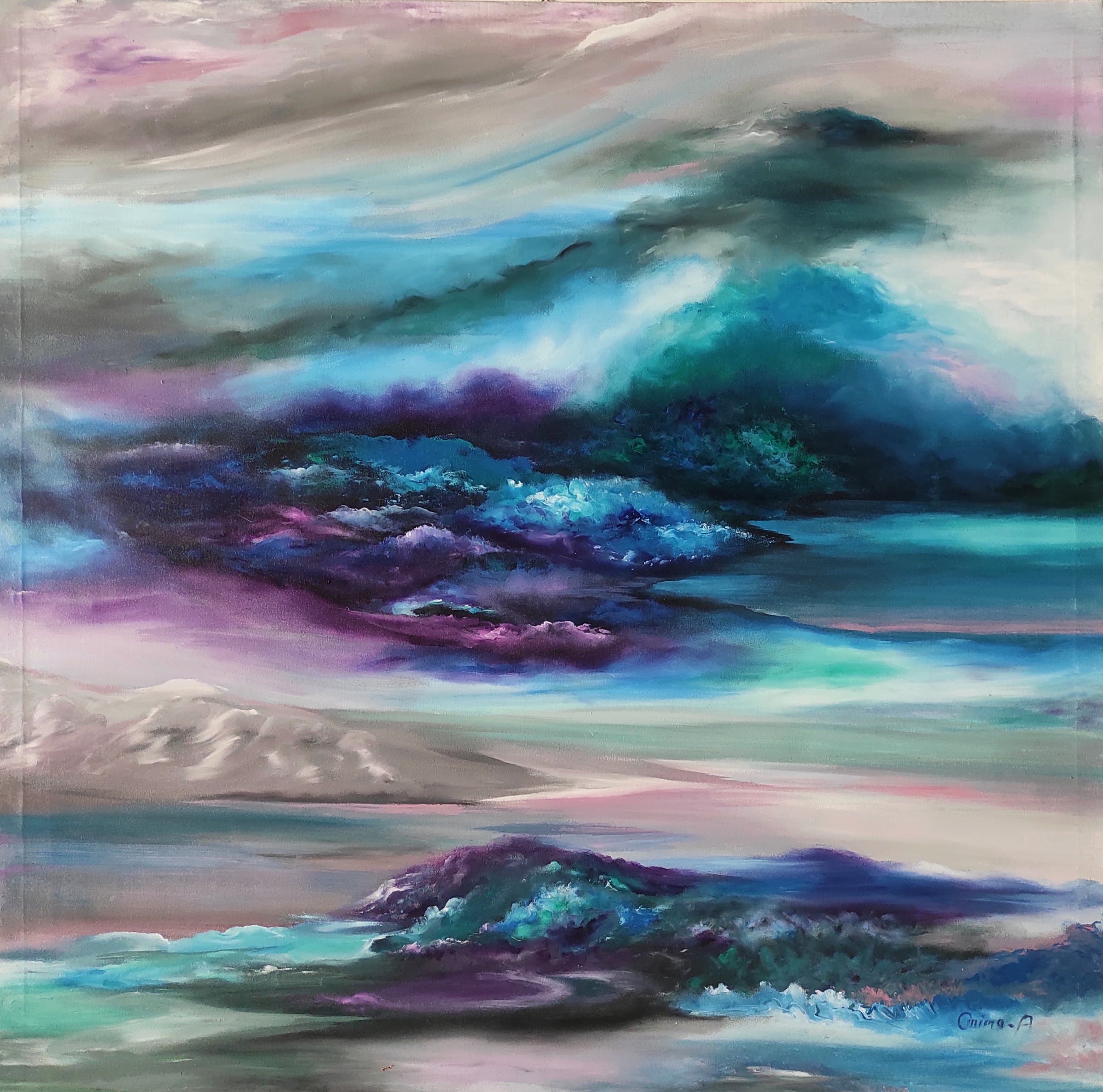 Horizons, 2021, acrylic on canvas, by Omima Aboelnasr